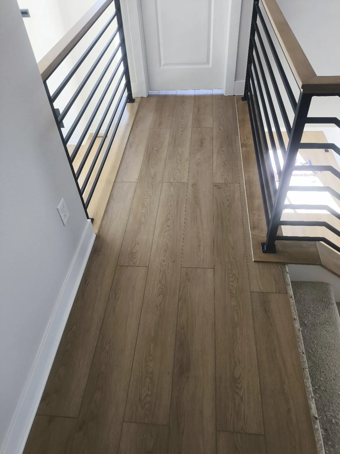 New wood-look flooring installation